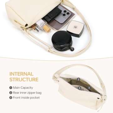 LA FESTIN Leather Purses Shoulder Bag for Women Underarm Large Capacity Crossbody Designer Tote with Adjustable Strap Perfect for Everyday(White)