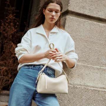 LA FESTIN Leather Purses Shoulder Bag for Women Underarm Large Capacity Crossbody Designer Tote with Adjustable Strap Perfect for Everyday(White)