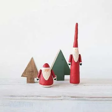 Creative Co-Op 14" H Hand-Painted Canvas Santa, Red Figures and Figurines, Multi