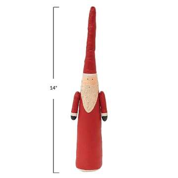 Creative Co-Op 14" H Hand-Painted Canvas Santa, Red Figures and Figurines, Multi