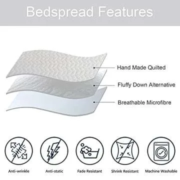 Hygge Hush Summer Quilt Set, Full Queen Size Pure White Leaves Pattern 3 Pieces Oversized Modern Style Bedspread for All Season (1 Quilt & 2 Pillow Shams)