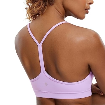CRZ YOGA Butterluxe Womens Y Back Sports Bra - Padded Racerback Low Impact Spaghetti Thin Strap Work...