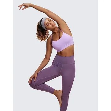 CRZ YOGA Butterluxe Womens Y Back Sports Bra - Padded Racerback Low Impact Spaghetti Thin Strap Workout Yoga Bra Elfin Purple Large