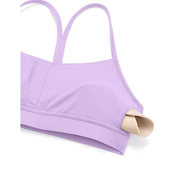 CRZ YOGA Butterluxe Womens Y Back Sports Bra - Padded Racerback Low Impact Spaghetti Thin Strap Workout Yoga Bra Elfin Purple Large