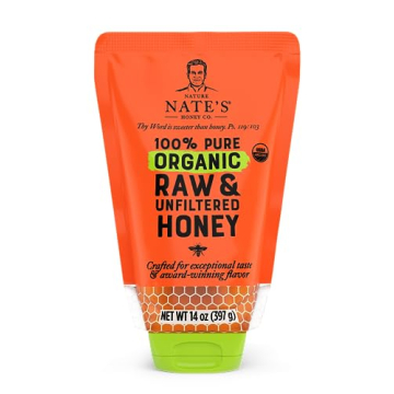 Nature Nate's Organic Raw Honey 14 oz - No Drip Squeeze Pouch