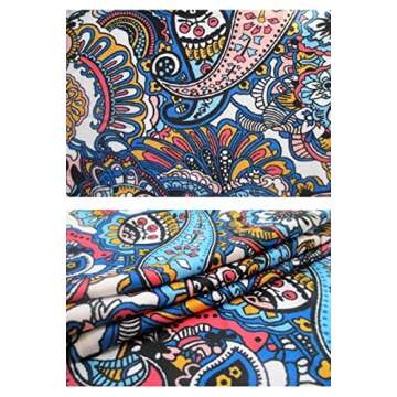 Herose Ladies 2021 Winter Vintage Navy Blue Paisley Print Bell-Bottoms Leggings XL