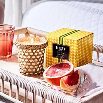 NEST New York Grapefruit Decorative Rattan Scented Classic Candle, 8 Ounces