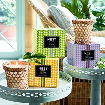 NEST New York Grapefruit Decorative Rattan Scented Classic Candle, 8 Ounces