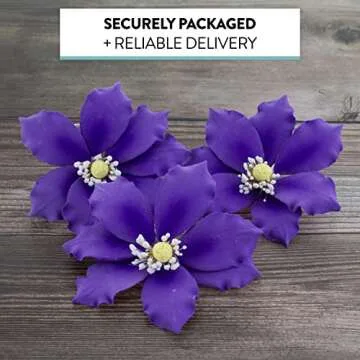 Clematis Sugar Cake Flowers by Global Sugar Art, 3 Count