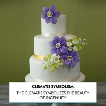 Clematis Sugar Cake Flowers by Global Sugar Art, 3 Count