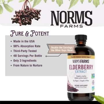 Norm's Farms American Elderberry Extract - Pure Concentrate for Immune Support Made with Berries - Vegan, Gluten Free, Non-GMO - 2 8 Oz. Bottles