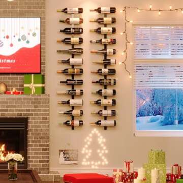 X-cosrack Wall Mounted Wine Rack for 12 Bottles, Detachable Metal Wine Storage Organizer Used As One or Four, DIY Hanging Bottle Display, for Kitchen, Dining Room, Bar, Cellar