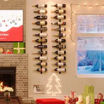 X-cosrack Wall Mounted Wine Rack for 12 Bottles, Detachable Metal Wine Storage Organizer Used As One or Four, DIY Hanging Bottle Display, for Kitchen, Dining Room, Bar, Cellar