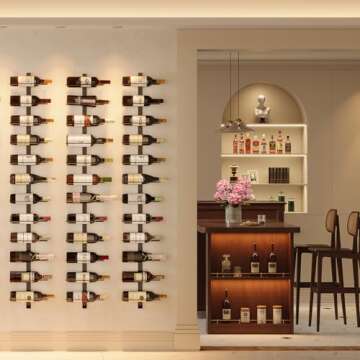 X-cosrack Wall Mounted Wine Rack for 12 Bottles, Detachable Metal Wine Storage Organizer Used As One or Four, DIY Hanging Bottle Display, for Kitchen, Dining Room, Bar, Cellar