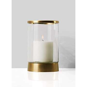 Serene Spaces Living Large 12" Gold Rimmed Glass Hurricane Candle Holder – Elegant Tabletop Decor ...