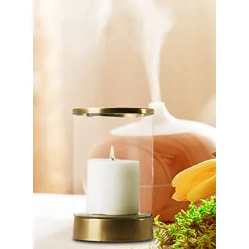 Serene Spaces Living Large 12" Gold Rimmed Glass Hurricane Candle Holder – Elegant Tabletop Decor – Cylindrical Glass Candle Holder - 12" Height x 6" Diameter