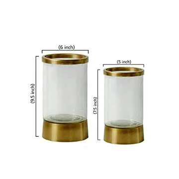 Serene Spaces Living Large 12" Gold Rimmed Glass Hurricane Candle Holder – Elegant Tabletop Decor – Cylindrical Glass Candle Holder - 12" Height x 6" Diameter