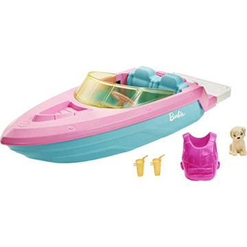 Barbie Floating Toy Boat with Puppy and Accessories