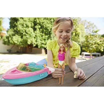 Barbie Floating Toy Boat with Puppy and Accessories