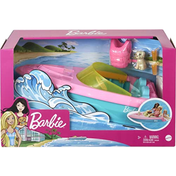 Barbie Floating Toy Boat with Puppy and Accessories