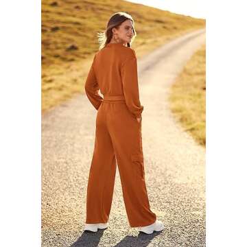 PRETTYGARDEN Womens Fall 2 Piece Outfits Sweatsuits Sets Long Sleeve Crop Tops Sweatshirt Wide Leg Cargo Pants with Pockets (Brown,XX-Large)