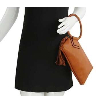 Clutch Wristlet Evening Bags Purse Wallet For Women, Vegan Leather by Metro Muse (Brown) Small