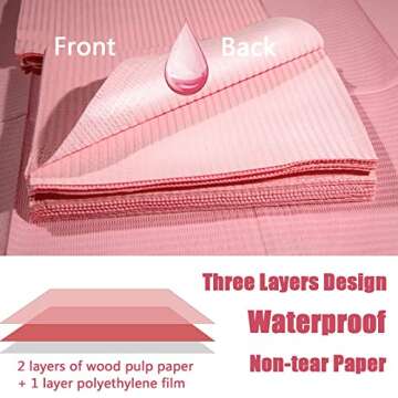 Shmian 125PCS Disposable Nail Art Mat.Pink Table Nail Mats 13" X 17" Clean Pads Paper Waterproof Bibs for Acrylic Nails Manicure Salon Tattoo Tool