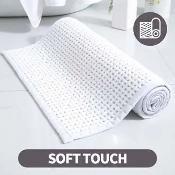 Stylish Non-Slip White Bath Mat Thin for Any Bathroom
