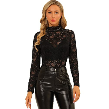Allegra K Sheer Floral Lace Blouse for Effortless Elegance