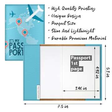 Quttie Passport Cover for Kids, Women and Men, Cute Travel Passport Holder (Airplane)