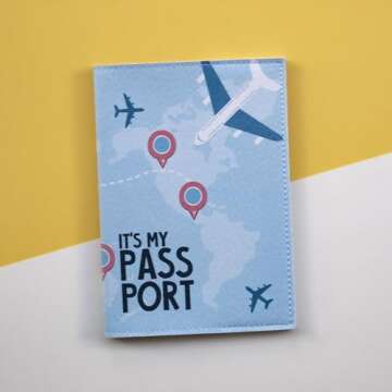 Quttie Passport Cover for Kids, Women and Men, Cute Travel Passport Holder (Airplane)