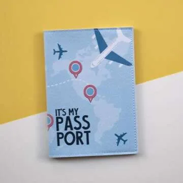 Quttie Passport Cover for Kids, Women and Men, Cute Travel Passport Holder (Airplane)