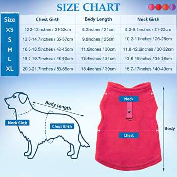 4 Pieces Fabric Dog Sweater with Leash Ring Winter Fleece Vest Dog Pullover Warm Jacket Puppy Clothes for Puppy Cat Chihuahua(X-Small,Red, Orange, Rose, Purple)
