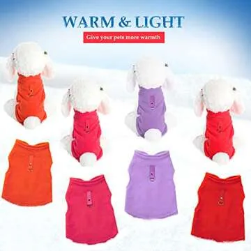 4 Pieces Fabric Dog Sweater with Leash Ring Winter Fleece Vest Dog Pullover Warm Jacket Puppy Clothes for Puppy Cat Chihuahua(X-Small,Red, Orange, Rose, Purple)