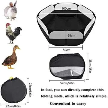 LISINAN Small Animals Playpen, Outdoor/Indoor Pop Open Pet Exercise Fence, Guinea Pig Accessories Metal Wire Yard Fence C&C Cage Tent for Rabbits, Hamster, Chinchillas and Hedgehogs (Black no Cover)