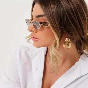 YUANYBAO Personalized Oval Metal Sunglasses: Fashion Accessories for Photography, Beach, Travel & More - UV Protection, (y4)