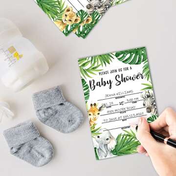 ISOVF Jungle Safari Baby Shower Invitations - 25 Pack