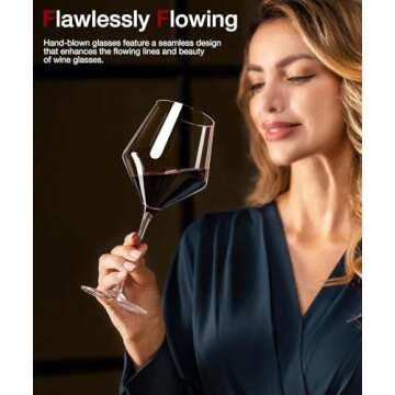 LUNA & MANTHA Red Wine Glasses Set of 4, Crystal Hand Blown Burgundy Glasses Thin Rim,18 OZ Perfect ...