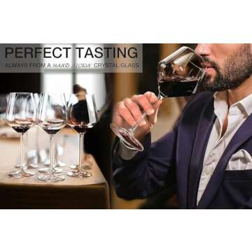 LUNA & MANTHA Red Wine Glasses Set of 4, Crystal Hand Blown Burgundy Glasses Thin Rim,18 OZ Perfect for Wine Tasting, Gift Box for Christmas, Valentine's Day, Anniversary, Birthday