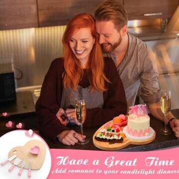 Maxcheck 9 Pcs Heart Shaped Charcuterie Board and Serving Set Including Bamboo Cutting Board Heart C...