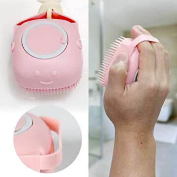 Woleigiao Pet Bath Brush for Dogs & Cats - Shampoo Dispenser