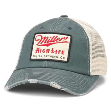 AMERICAN NEEDLE Miller High Life Beer Orville Adjustable Snapback Baseball Hat, Stone/Green (23001A-...