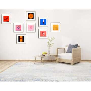 Frametory, 12x12 Gold Aluminum Picture Frame - Set of 12 - Ideal for Displaying 8x8 Photos with Mat or 12x12 Without Mat - Real Glass Front - Simple Gallery Wall Frames for Art Prints and Posters