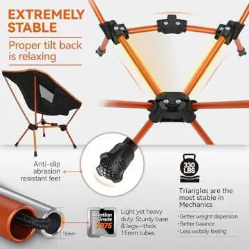 MARCHWAY Lightweight Folding Camping Chair - 330 lbs Support