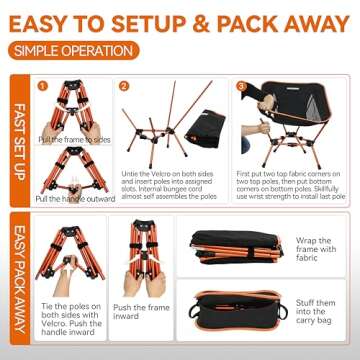 MARCHWAY Lightweight Folding Camping Chair - 330 lbs Support