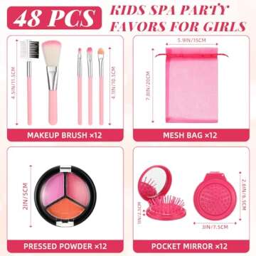 12 Sets Kids Spa Theme Party Supplies for Girls, Makeup Kit for Girls, Sleepover Makeup Birthday Par...