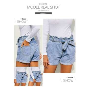 Trendy Paper Bag Denim Jean Shorts for Women
