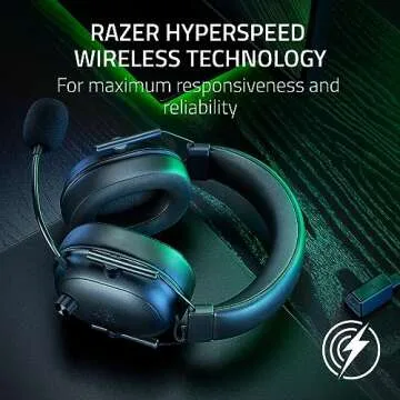 Razer BlackShark V2 HyperSpeed Wireless Gaming Headset: 280g Lightweight - THX Spatial Audio - Bendable Mic - 50mm Drivers - 2.4GHz, Bluetooth or USB - 70 Hr Battery w/USB Type C Charging - Black