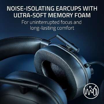 Razer BlackShark V2 HyperSpeed Wireless Gaming Headset: 280g Lightweight - THX Spatial Audio - Bendable Mic - 50mm Drivers - 2.4GHz, Bluetooth or USB - 70 Hr Battery w/USB Type C Charging - Black