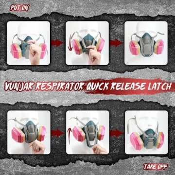 Respirator Mask with Filters 6502QL - Gas Masks Reusable Paint Mask Quick Release Latch Half Face Re...
